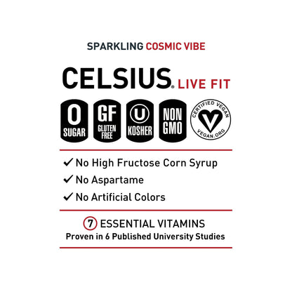 CELSIUS RETRO VIBE Sparkling Sherbet Slush, Sugar Free Energy Drink, 12 Fl Oz (Pack of 12)