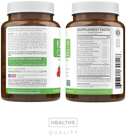 Kidney Cleanse Detox (Non-GMO) Support Healthy Urinary Tract- Powerful VitaCran Cranberry Extract & Herbs – Healthy Kidney Support Supplement - 60 Vegetarian Capsules (No Pills)