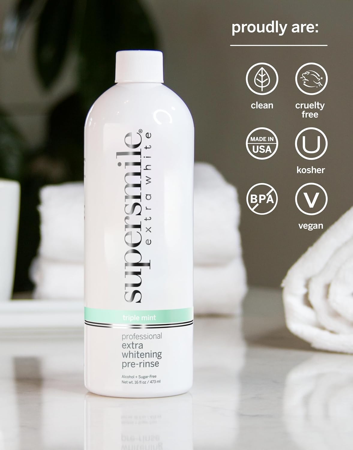 Supersmile Extra Whitening Pre-Rinse, Triple Mint, 16 Fl Oz Mouthwash