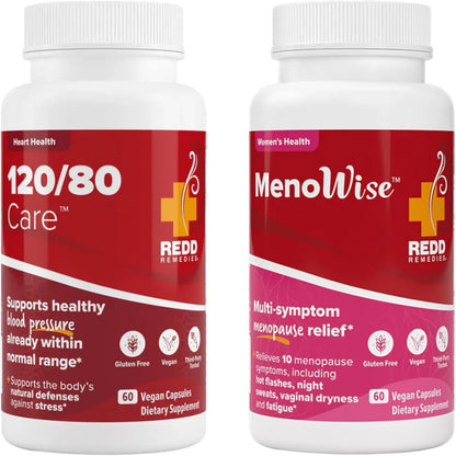 Redd Remedies 120/80 Care, 60 Capsules, and MenoWise, 60 Capsules