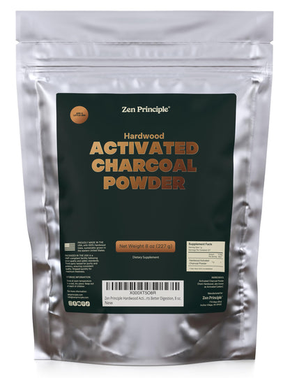 Zen Principle Hardwood Activated Charcoal Powder 100 Percent from USA Trees. All Natural. Whitens Teeth, Rejuvenates Skin and Hair, Supports Better Digestion, 40 Oz