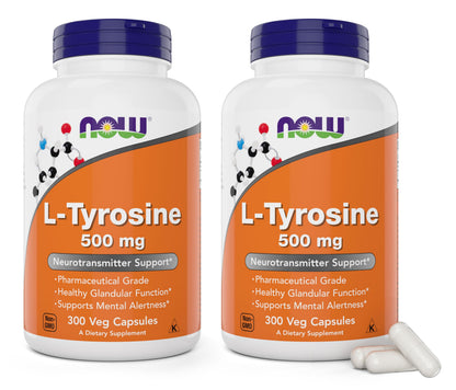 NOW Supplements, L-Tyrosine 500 mg, Supports Mental Alertness*, Neurotransmitter Support*, 120 Capsules