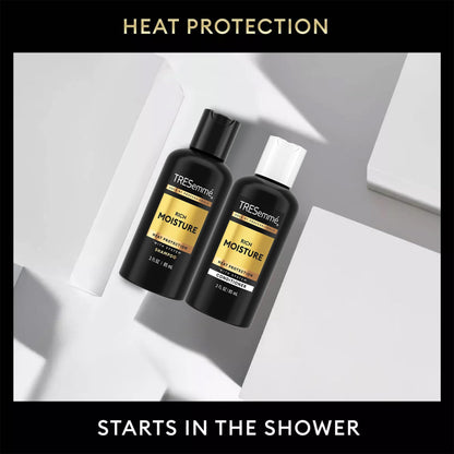 TRESemmé Rich Moisture Travel Shampoo & Conditioner, 3 Oz Ea | Moisturizing Travel Hair Care Set for Dry Hair | TSA-Friendly Sizes for Travel and Gym Bags