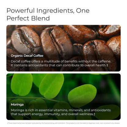Livingood Daily Coffee with Moringa, Ground Medium Roast Coffee with Plant Based Ingredients for Morning Energy, Made with Moringa Powder, Organic, Non GMO, Vegan, Gluten Free, 20 Servings, 12 oz Bag