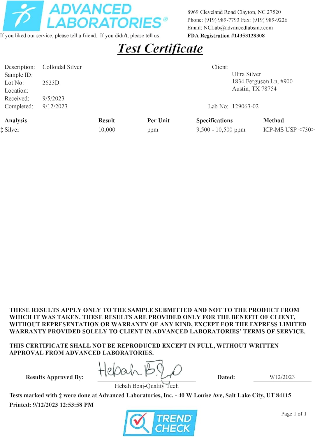 Ultra Silver® Colloidal Silver | 10,000 PPM, 4 Oz (118mL) | Mineral Supplement | True Colloidal Silver - with Dropper