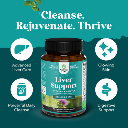 Liver Cleanse Detox & Repair - Milk Thistle Supplement for Digestion & Immunity Support - Ginger Root, Choline & Dandelion Root - Herbal Liver Support with Silymarin, Beetroot & Artichoke - 70 Count