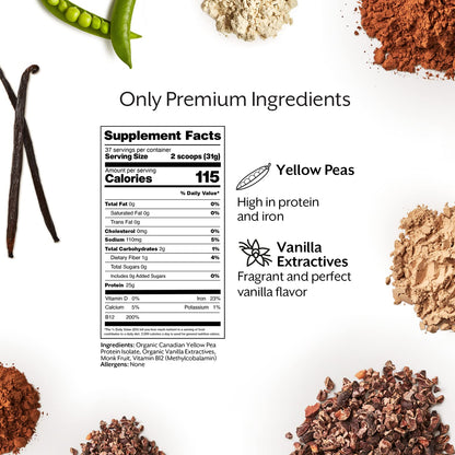 ProMix Nutrition Plant-Based Vegan Protein Powder, Vanilla - Pea Protein & Vitamin B-12 - Post Workout Fitness & Nutrition Shakes, Smoothies, Baking & Cooking Recipes - 2.5 Pound (Pack of 1)