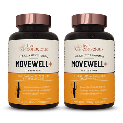 Live Conscious Glucosamine Chondroitin with MSM, Hyaluronic Acid, and More - MoveWell Joint Health Supplement