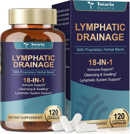 Totaria Lymphatic Drainage - Reduce Lymph Swelling with Echinacea, Dandelion, Burdock, Bromelain, Vitamin C, Zinc, Selenium, Proprietary Herbal Blend, Lymph MD System Support, 120 Counts