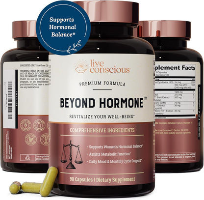Live Conscious Beyond Collagen Powder & Beyond Hormone | Hair, Skin, Nail, and Joint Support + Promotes Healthy Estrogen Balance for Women