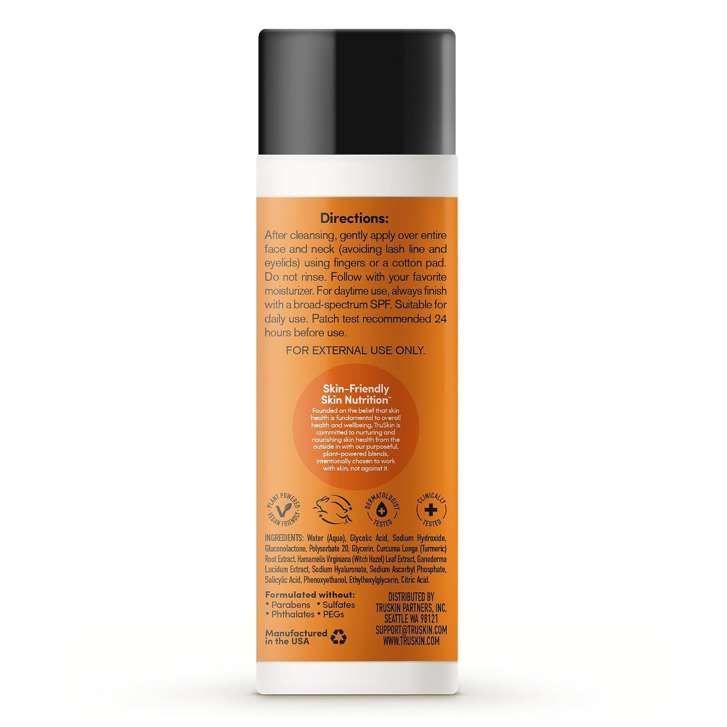 TruSkin AHA PHA BHA Liquid Exfoliant Toner with Vitamin C, 4.2 fl oz | With Salicylic and Glycolic Acid to help unclog pores while improving the look of skin tone and texture