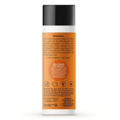 TruSkin AHA PHA BHA Liquid Exfoliant Toner with Vitamin C, 4.2 fl oz | With Salicylic and Glycolic Acid to help unclog pores while improving the look of skin tone and texture