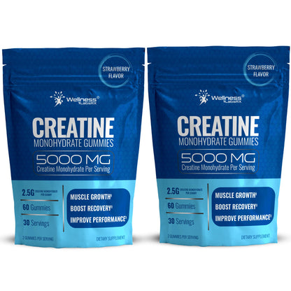 Creatine Gummies 5000mg, 30 Servings Creatine Monohydrate Gummies - Third-Party Tested Creatine for Women, Strawberry Flavor Creatine for Men, Muscle Growth, Strength, and Recovery - Pack of 1