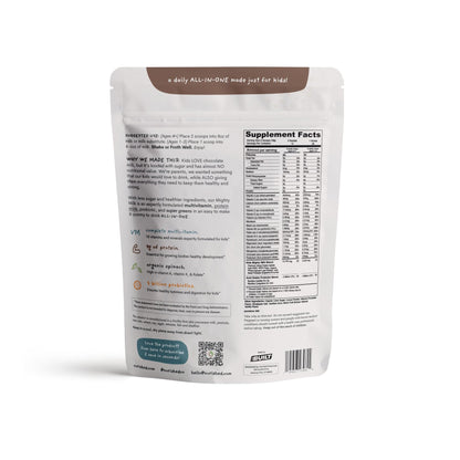 Nurished Mighty Chocolate Milk - Kids Daily Protein Powder Boosted with 2 Billion