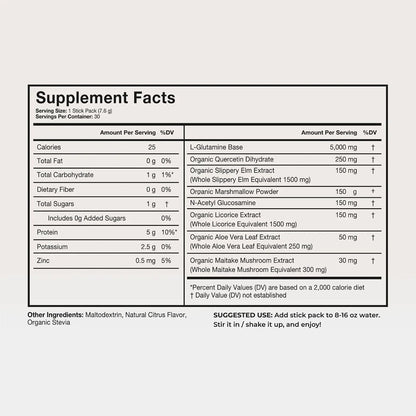 Terra Health Essentials Solusticks Gut - Leaky Gut Supplement - Complete Stomach Lining Repair, Digestive Support & Muscle Recovery - Slippery Elm, Licorice, L Glutamine Powder - Orange, 30 Sticks