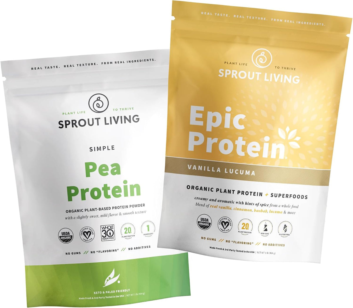 Sprout Living Epic Protein Vanilla Lucuma + Simple Pea Protein, 1 lb