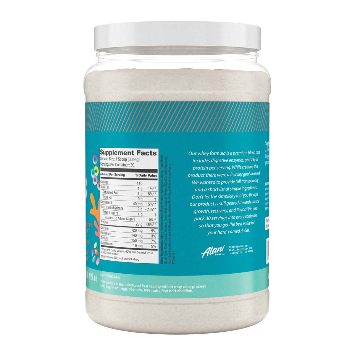 Alani Nu Whey Protein Powder Fruity Cereal | 23g Protein with Low Sugar & Digestive Enzymes