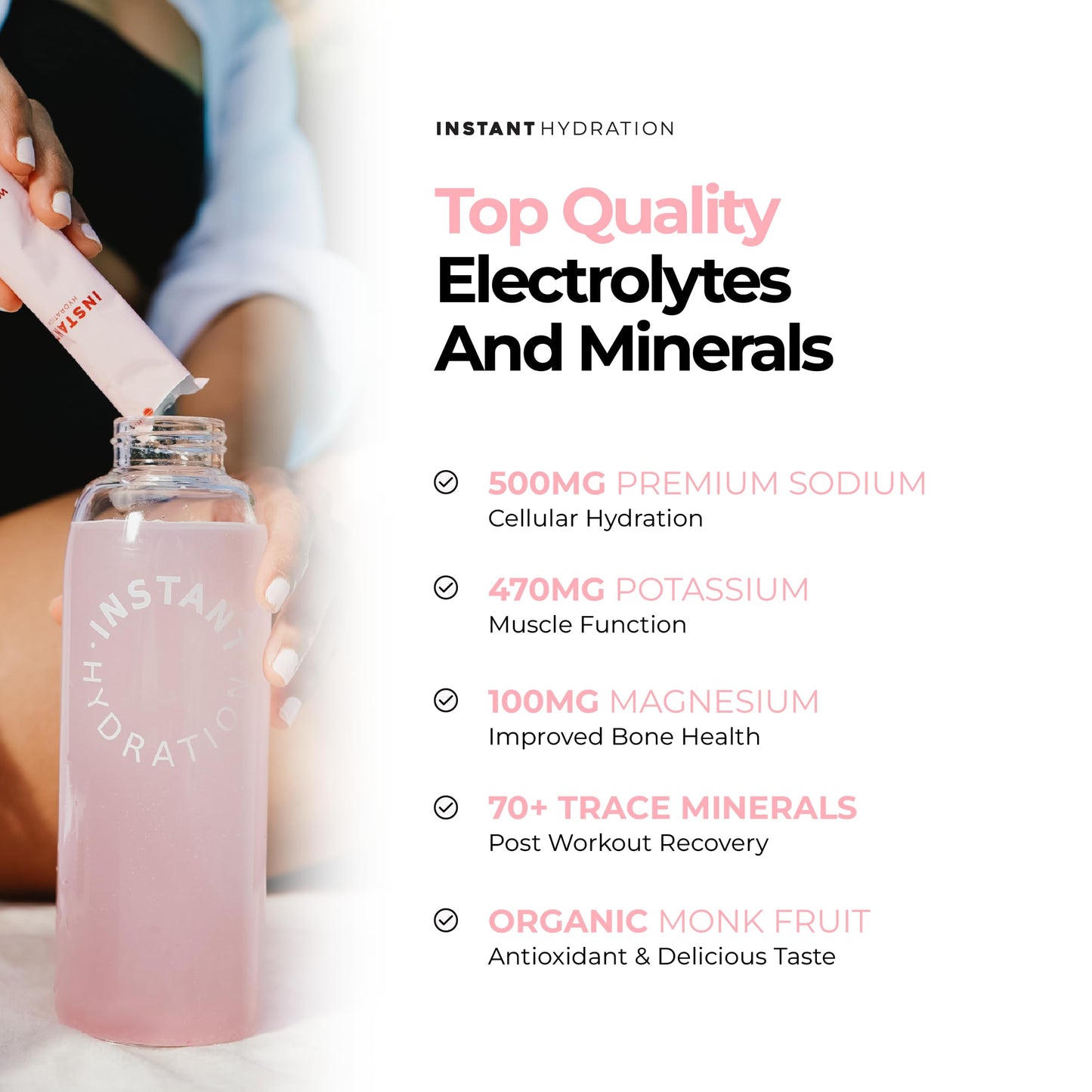 Instant Hydration Sugar Free Electrolytes Powder Packets Variety Pack - Watermelon, Raspberry, Lemon Lime Drink Mix & Travel Essentials with Magnesium and Potassium - Post Workout Recovery - 20 Sticks