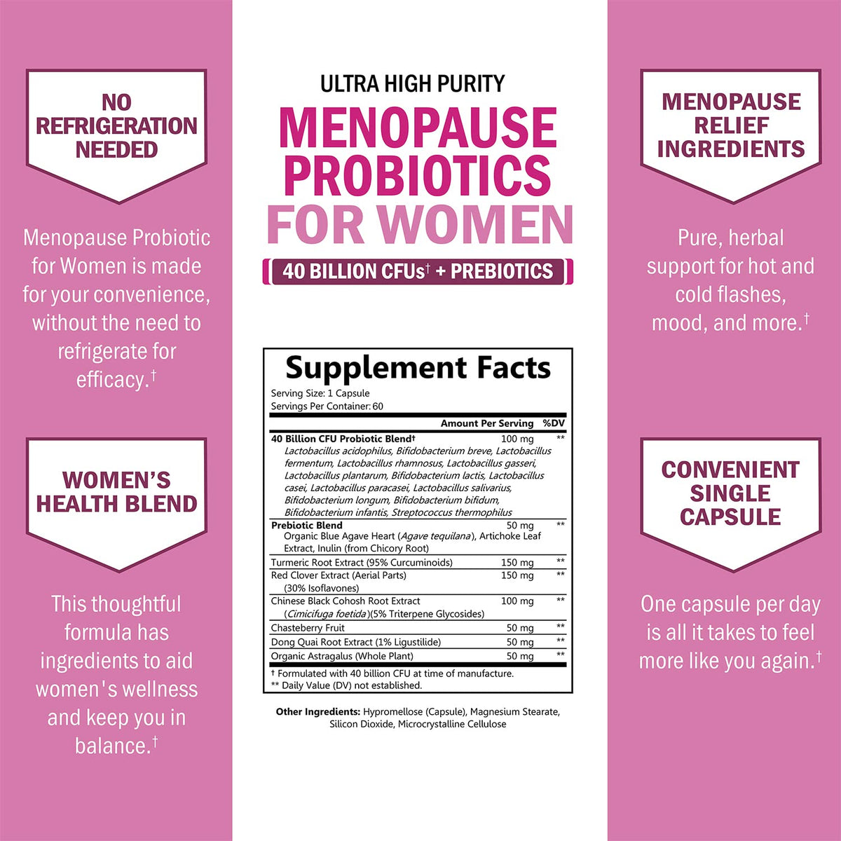 Menopause Support Probiotics for Women - Unique Menopause Relief for Hot Flashes