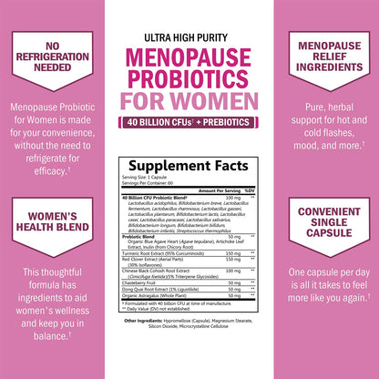 Menopause Support Probiotics for Women - Unique Menopause Relief for Hot Flashes