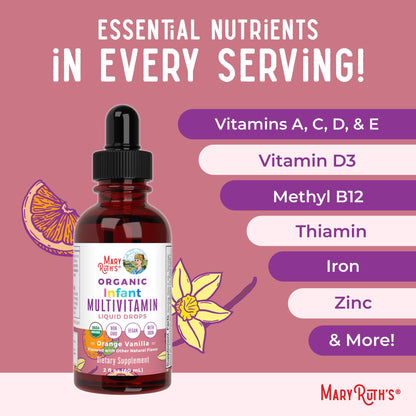 MARYRUTH'S Organics Multivitamin & Multimineral with Iron for Toddlers | USDA Organic | Sugar Free | Multivitamin Liquid Drops for Kids Ages 1-3 | Immune Support | Vegan | Non-GMO | 2 Fl Oz