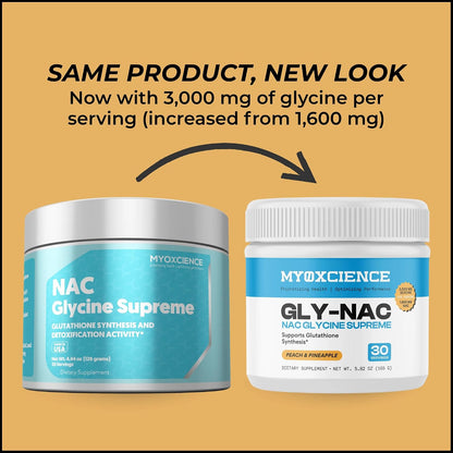 MYOXCIENCE NAC Glycine Supreme | N-Acetyl-L-Cysteine, Glycine, and Taurine Combination (Natural Peach and Pineapple Flavor) (30 Servings)