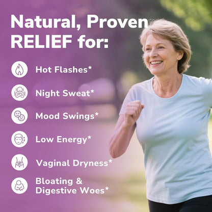 Vitalibre Menopause Probiotics for Women 70 Billion CFU, 12 Targeted Strains, Organic Prebiotics, Black Cohosh Resveratrol Red Clover Chasteberry Dong Quai, Hot Flash Night Sweat+, No Estrogen, 30 Ct