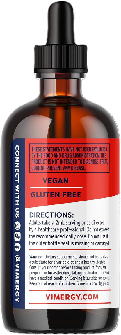 Vimergy USDA Organic Total Immune Blend* Liquid Supplement, 57 Servings Fast-Absorbing Immune Support – All-Season, Zinc, Thyme and Mullein Drops Non-GMO, Vegan (115 mL)