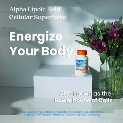 Doctor's Best Alpha Lipoic Acid Supplement 600mg - Alpha-Lipoic Acid Caps for Men & Women, ALA Antioxidant Support for Nerve Health, Aids in Cellular Function, Non GMO, Gluten Free - 60 Veg Capsules