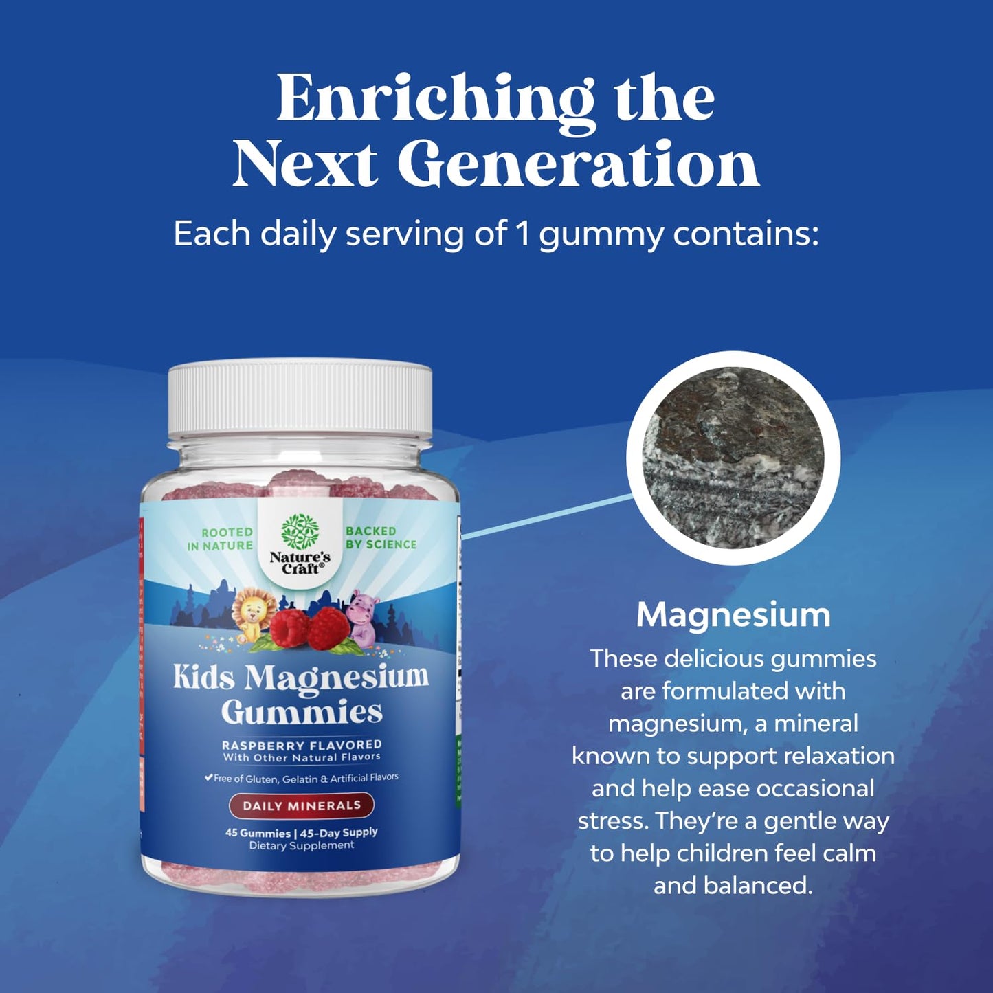 Kids Magnesium Gummies - Calm Relaxing Mg Citrate Supplement with Raspberry Flavor - Calm Magnesium Supplement for Nerve Health Muscles & Healthy Heart Support - Mag Citrate Gummies - 90 Count