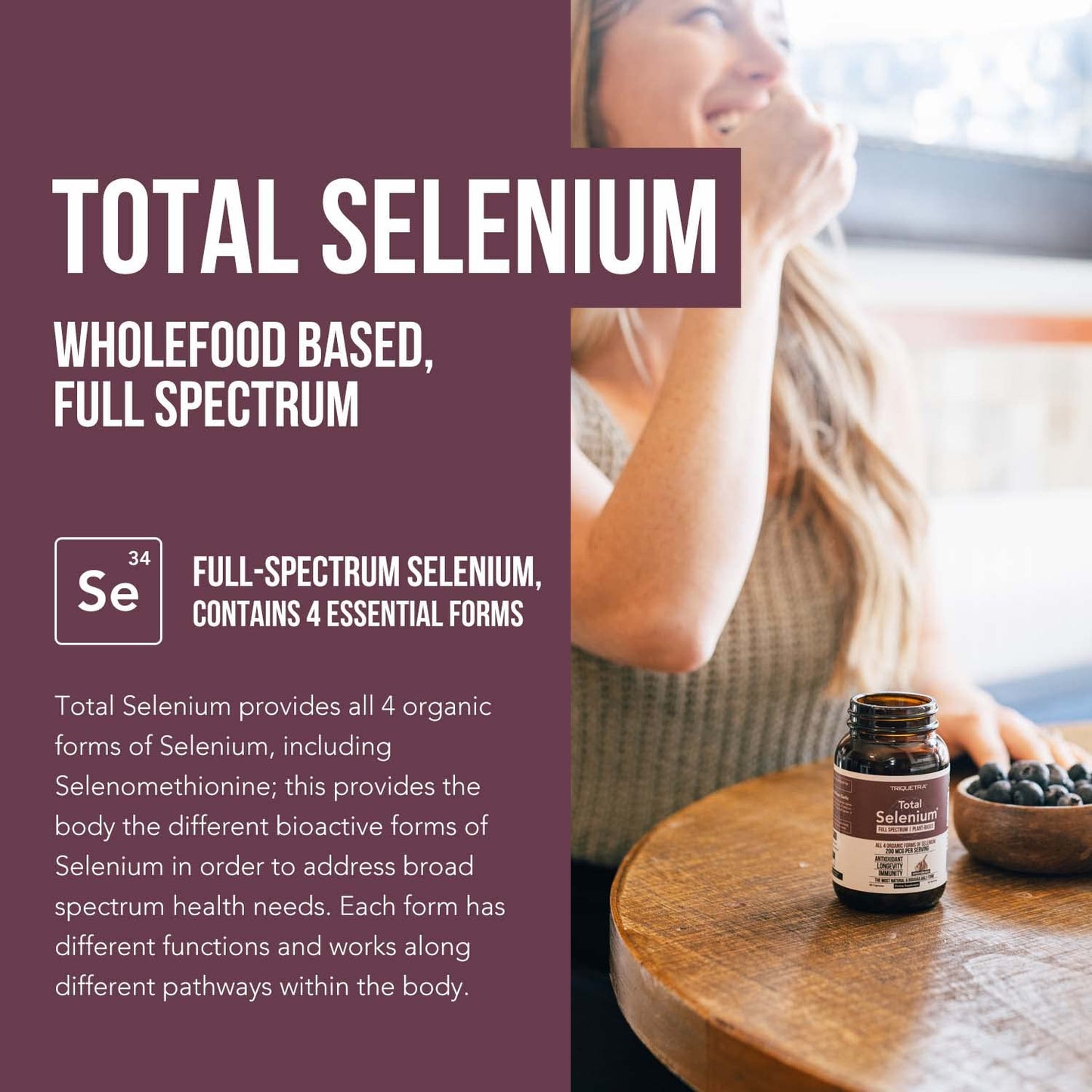 Total Selenium - 200 mcg, Plant-Based - Full Spectrum, Contains 4 Essential Organic Forms of Selenium Including Selenomethionine - Derived from Garlic - 60 Capsules