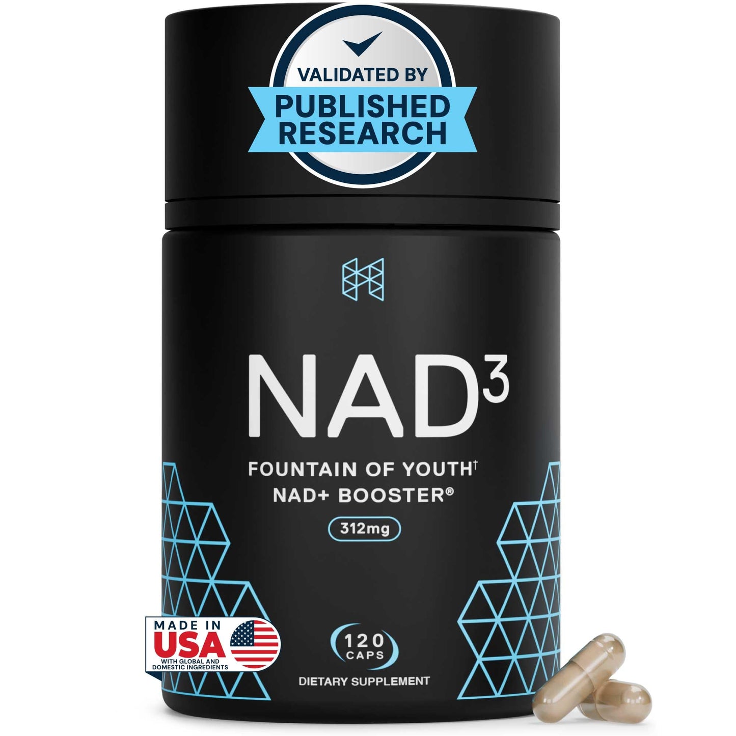 HPN NAD3 Clinical NAD+ Booster, Cellular Health & Natural Energy - NAD Supplement for Healthy Aging, Metabolic Support, NRF2 & Longevity, Nicotinamide Riboside & NMN Alternative, 120ct, 60-Day Supply