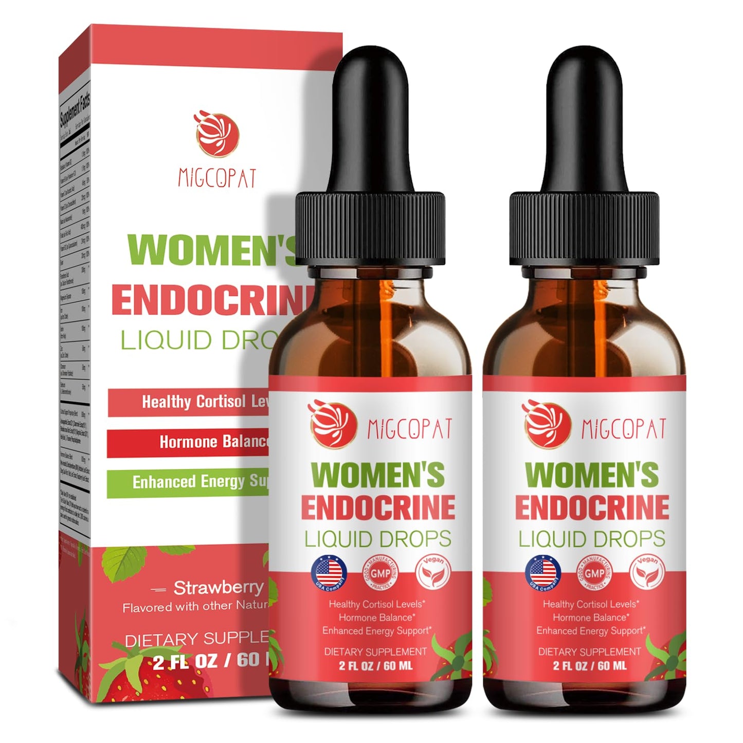 Migcopat Women Endocrine Superfood Supplement Liquid Drops, Supports Healthy Cortisol Levels, Hormonal Balance, Gut Health, Mood, Sleep Support, Multivitamin+Inositols, Rhodiola, DIM