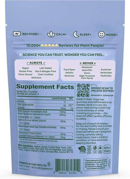 Plant People WonderSleep Mushroom Gummies Supplement for Sleep, Trial Size