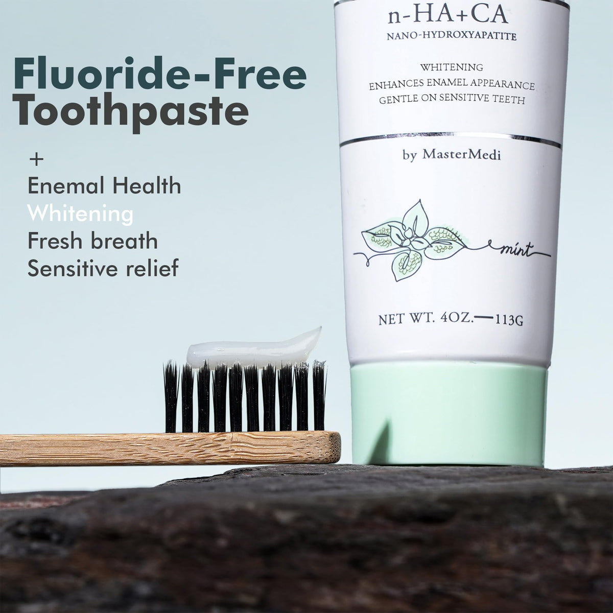 MasterMedi Nano Hydroxyapatite Toothpaste with Xylitol – Fluoride & SLS Free, Remineralizing Formula for Whitening, Sensitive Teeth, Enamel Repair & Strength, Magic Mint, 4 oz (Pack of 1)