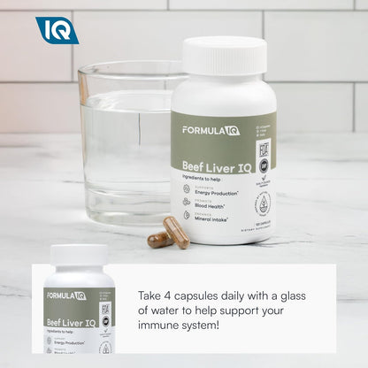 Formula IQ - Beef Liver IQ - Beef Liver Capsules - Supports Energy Production - Natural Iron, Copper, Vitamin A, & Vitamin B - High Absorption - 120 Capsules