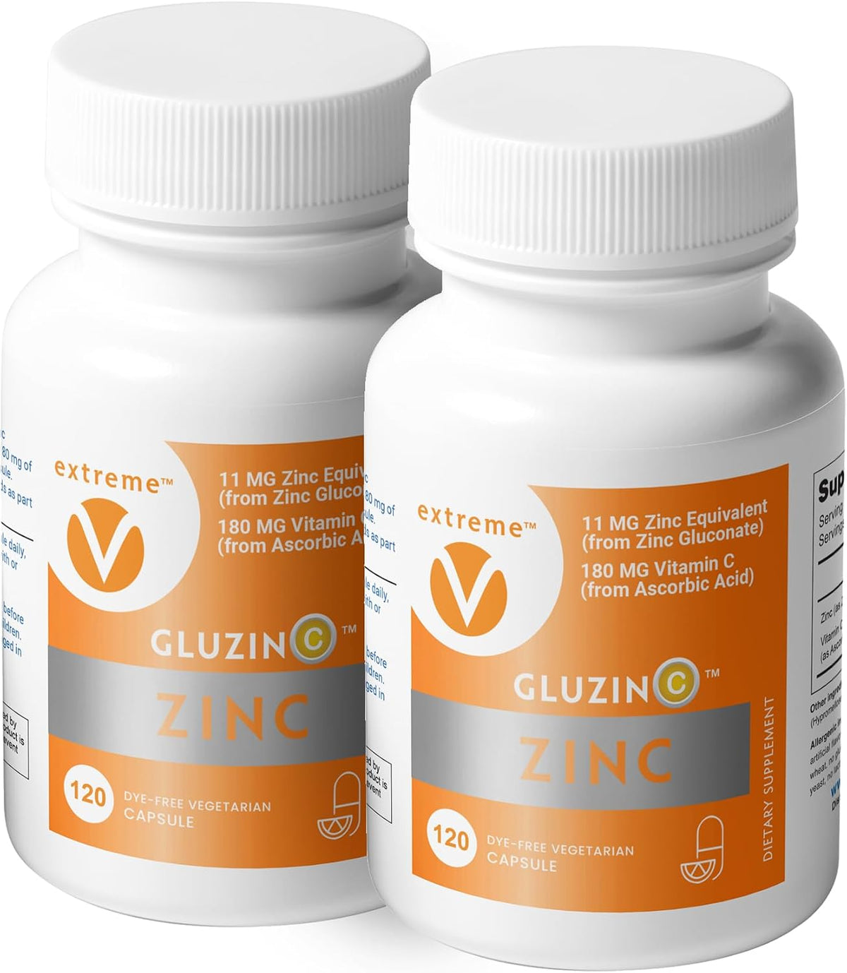 Zinc MG11 + VC | Immune-Friendly Daily Supplement - 11MG Zinc Plus 180MG Vitamin C – (2 Bottles, 240 Vegetarian Capsules)