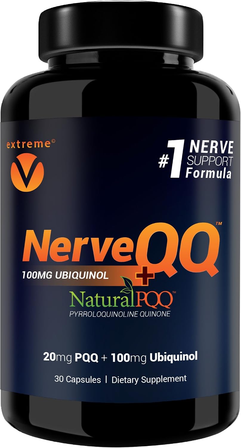 NerveQQ Ultra Advanced Formula Neuropathy Support - #1 Recommended Nerve Growth Factor (NGF) Health and Function. 100mg of Ubiquinol (QH) Plus Natural PQQ 20mg (Vegetarian Softgels)