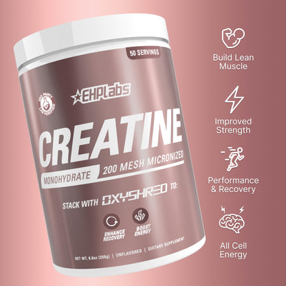 EHP Labs CREA-8 Creatine Monohydrate Powder, Unflavored, 100 Servings | Micronized Creatine For Muscle Growth, Strength & Energy. Mixes Easily, No Clumping. Pre Or Post Workout. 500g