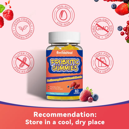 Probiotic Gummies for Digestive Health 10 Billion CFU Bacillus 60 Count | Probiotic Gummies for Digestive Health 10 Billion CFU Bacillus Coagulans Immune & Digestive Support for Men & Women 60 Count