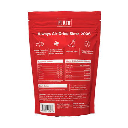 PLATO Pet Treats Air-Dried Wellness Chews for Dogs – Functional Dog Chews – Supports Skin Health & Allergy Relief – Salmon Oil, Colostrum & Quercetin Recipe 8oz