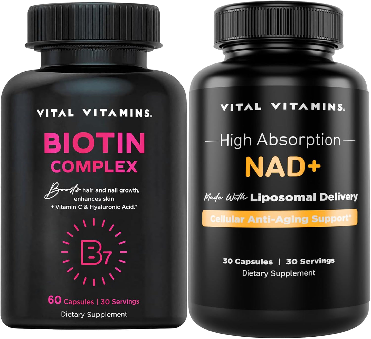 Vital Vitamins Biotin Complex Capsules + NAD+ Supplement
