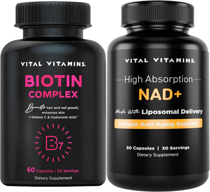 Vital Vitamins Biotin Complex Capsules + NAD+ Supplement