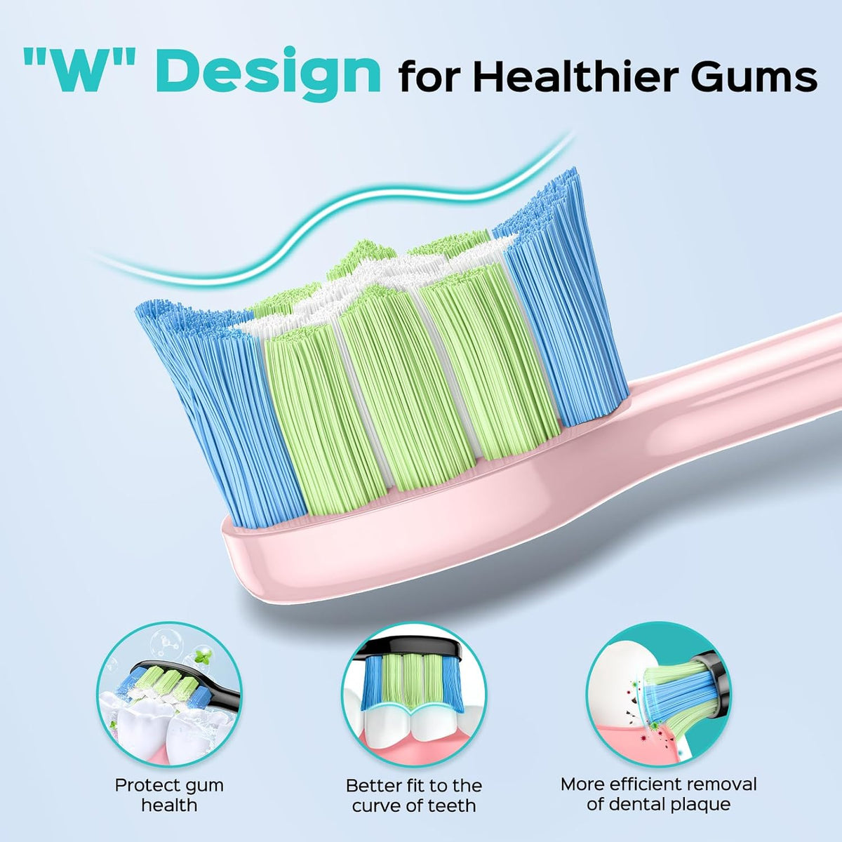 COSLUS Electric Toothbrush Replacement Heads, Pink