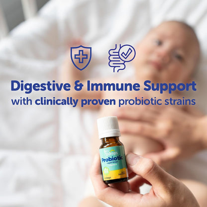 Ddrops Baby Probiotic with Vitamin D, 60 Drops - Colic Symptom Relief for Newborns and Infants - Easy-to-Use, Just One Drop Daily, No Sugar, Non-GMO, Allergy-friendy