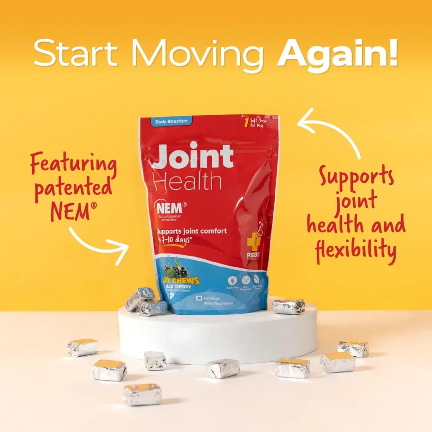 Redd Remedies, Joint Health Original, Helps Strengthen Connective Tissue and Cartilage, Black Cherry Flavor, 30 Soft Chews