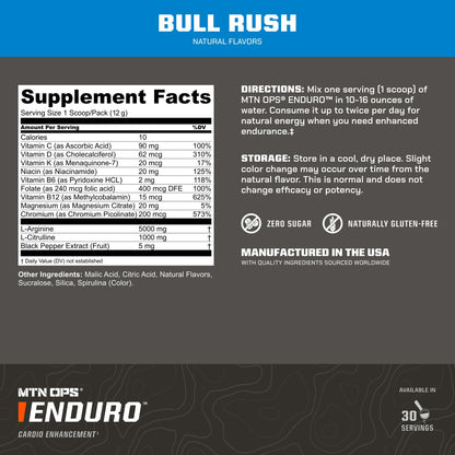 MTN OPS Enduro Stim-Free Pump Pre Workout, Pineapple