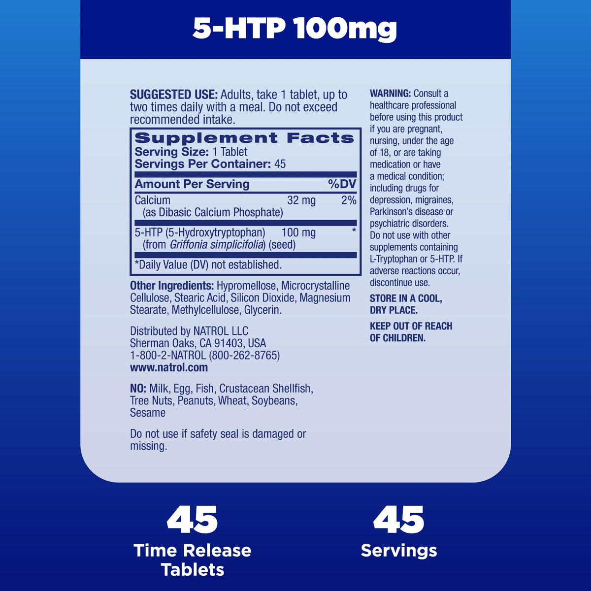 Natrol 5-HTP 100mg, Dietary Supplement Helps Support a Balanced Mood, 90 Time