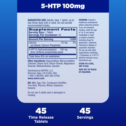 Natrol 5-HTP 100mg, Dietary Supplement Helps Support a Balanced Mood, 90 Time