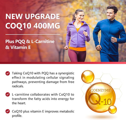 NATURE TARGET CoQ10-400mg with PQQ, Omega-3s & L-Carnitine, 120 Servings | High Absorption Coenzyme Q10 with BioPerine, Supports Heart, Brain, Immune System, Energy Production
